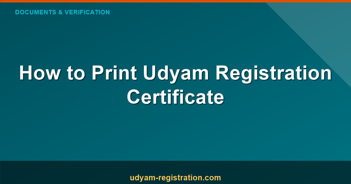 How To Print Udyam Registration Certificate